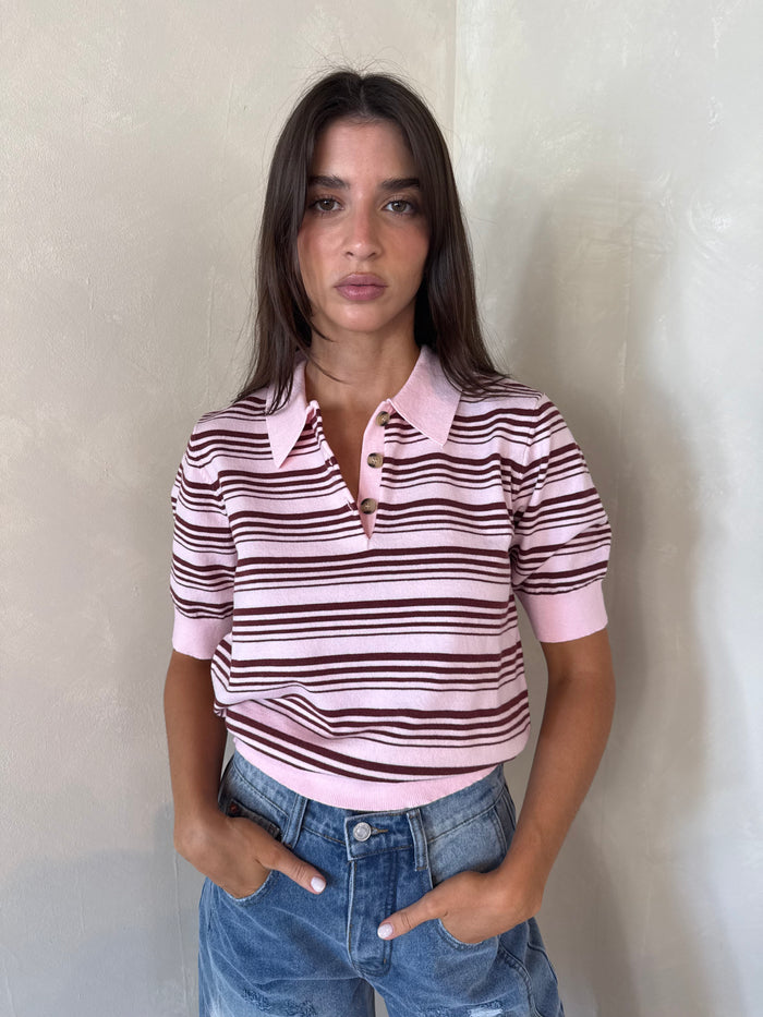 Striped SS Sweater Top