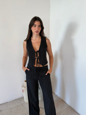 Black Stripe Vest & Trouser Set