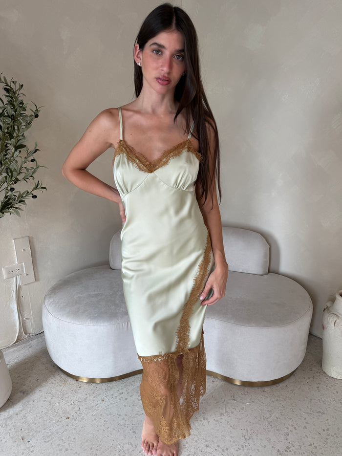 Lace Satin Slip Dress