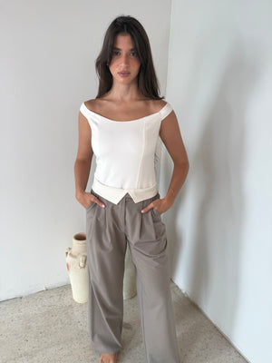 Front Pleated Wide Leg Pants