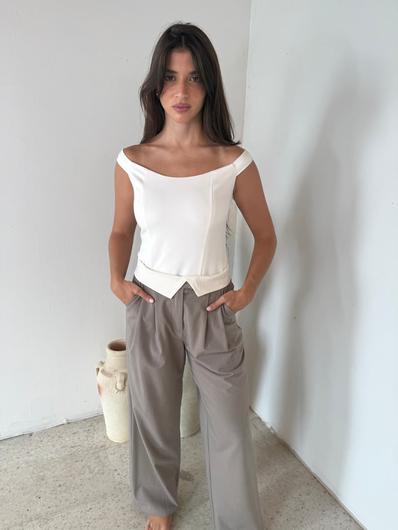 Front Pleated Wide Leg Pants