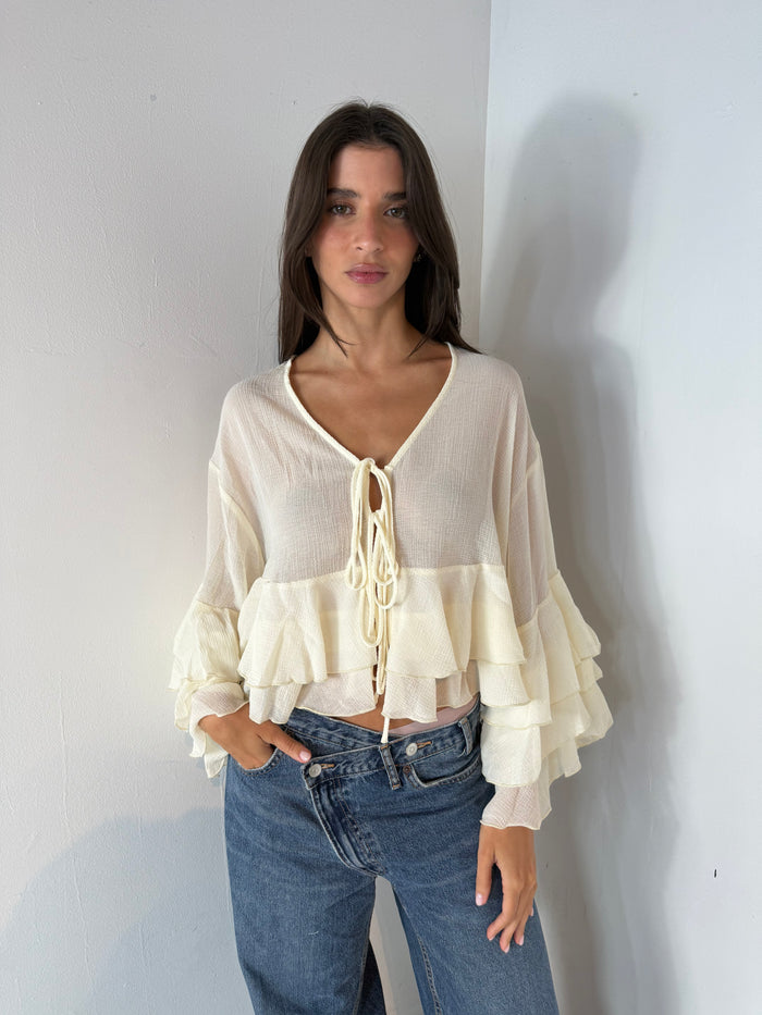 Sheer Ruffle Blouse