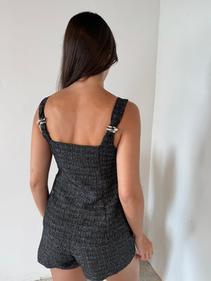 Black Tweed Top & Short Set