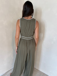 Olive Trim Jumpsuit