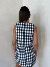 Plaid Textured Top & Skirt Set
