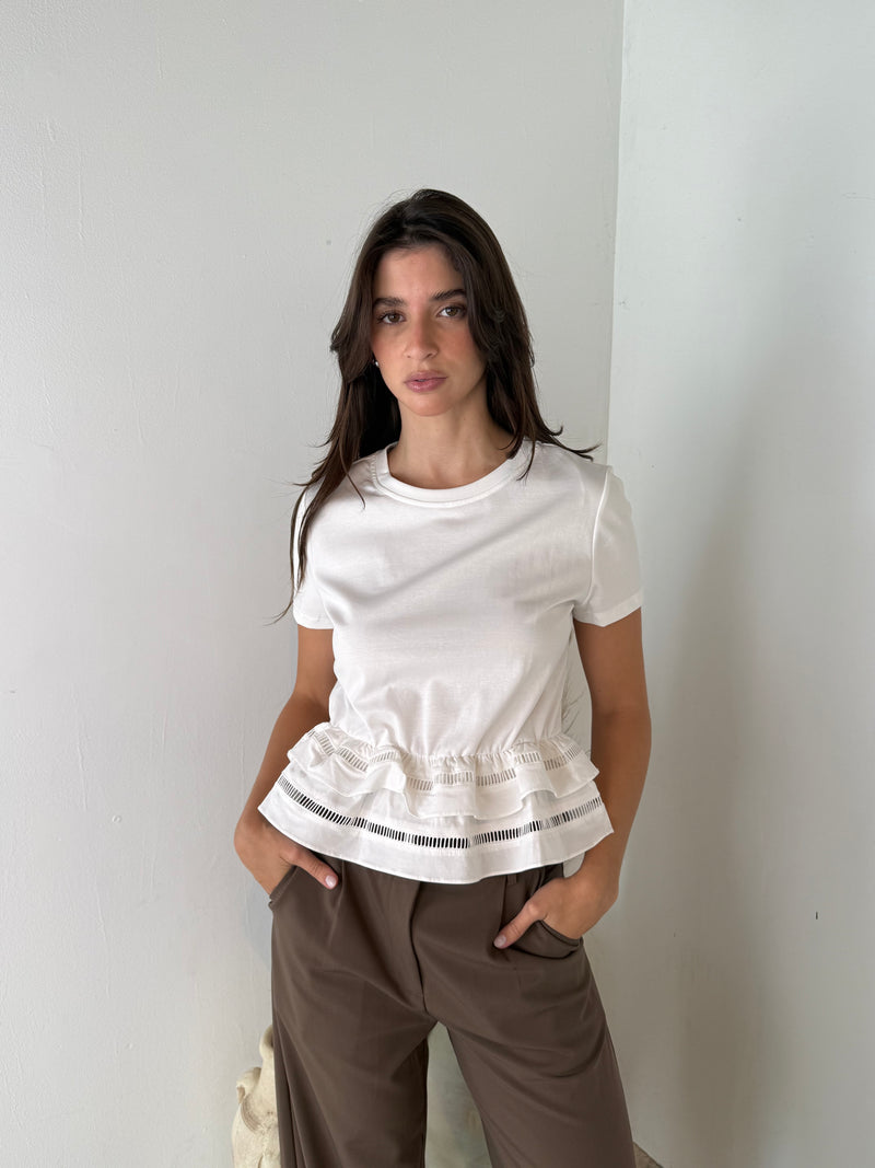 White Ruffle Tee