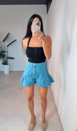 Flare Denim Shorts