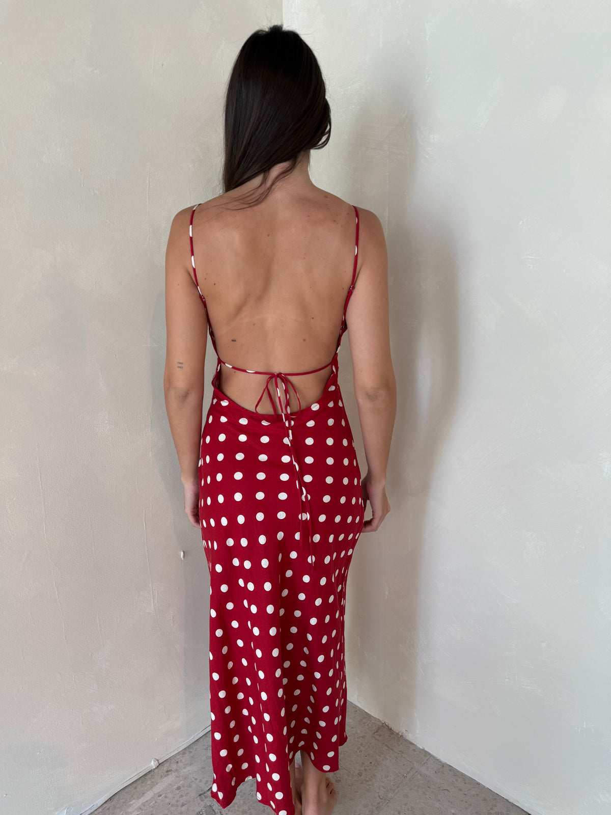 Polka Linen Midi Dress
