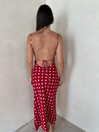 Polka Linen Midi Dress