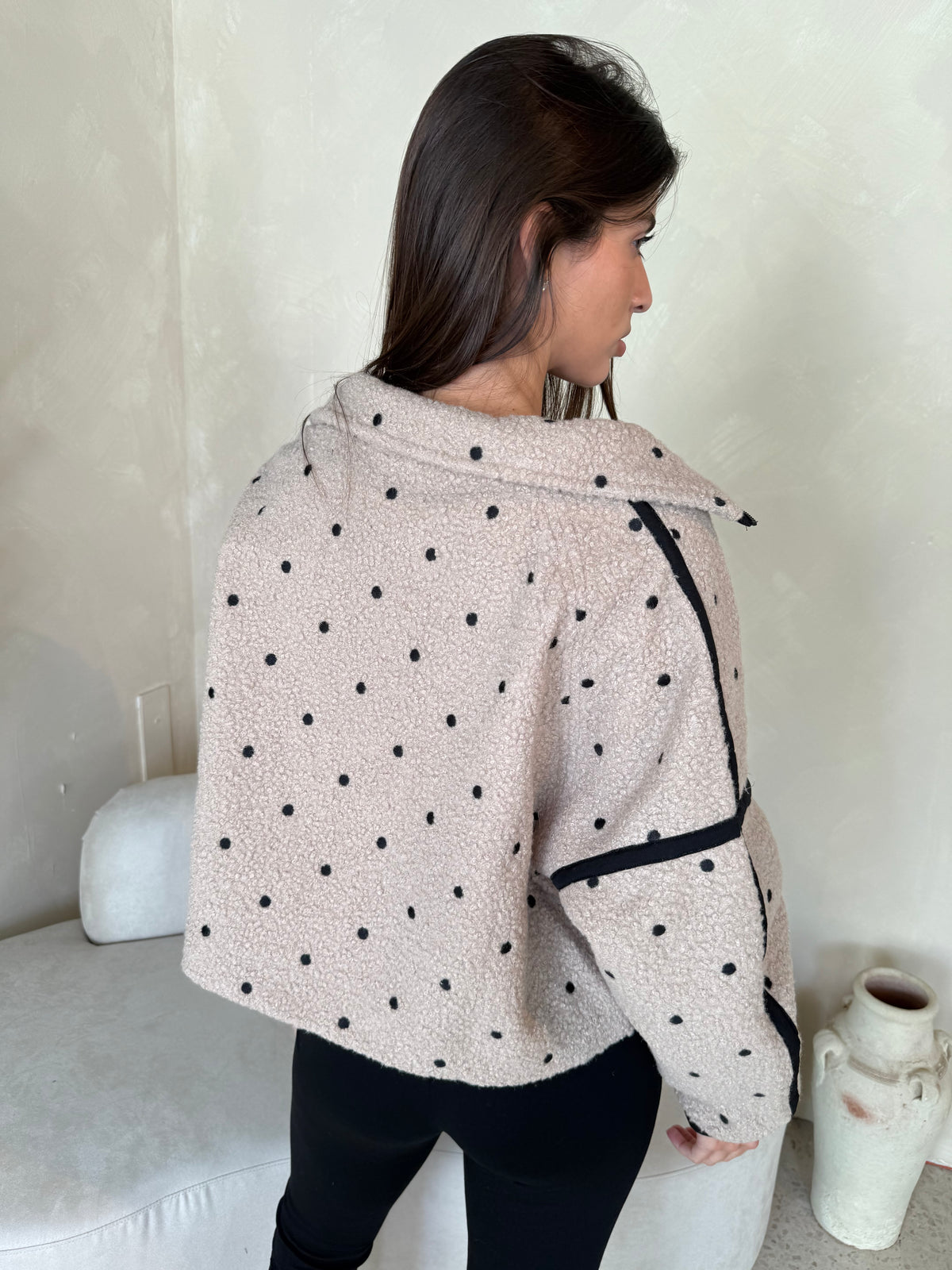 Polka Dot Fleece Zip Jacket