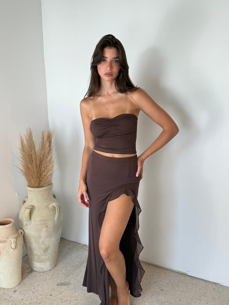 Shirred Tube Top & Ruffle Skirt Set