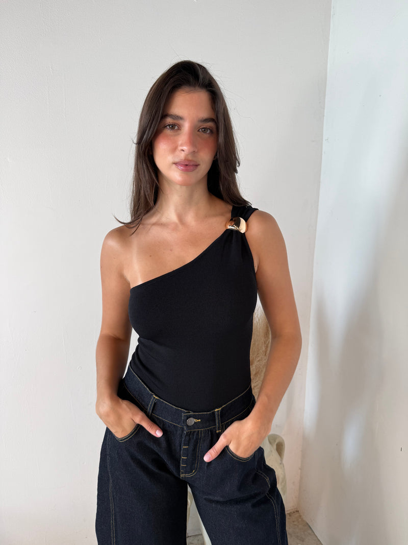 One Shoulder Gold Hardware Top