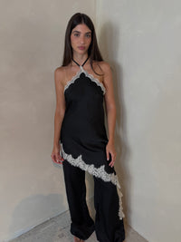 Satin Lace Halter Jumpsuit