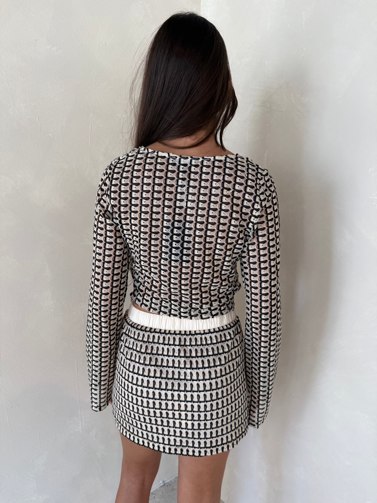 Cream Black Crochet Set