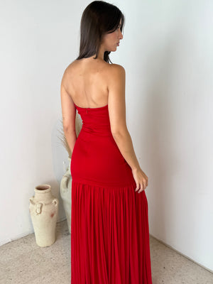 Strapless Pleated Dress
