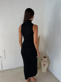 Turtleneck Metal Ring Maxi Dress