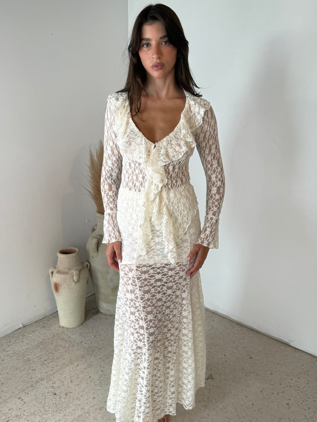 Lace LS Top & Skirt Set