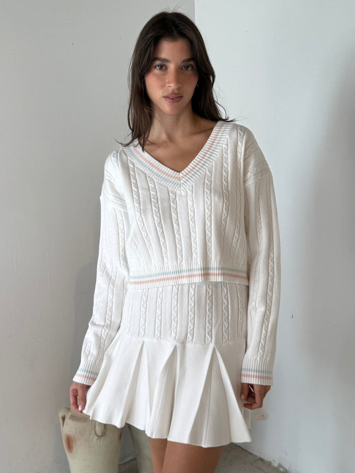 Varsity Crop Sweater & Skirt Set