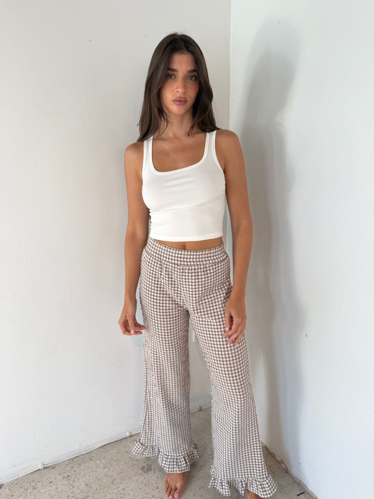 Gingham Ruffle Pants