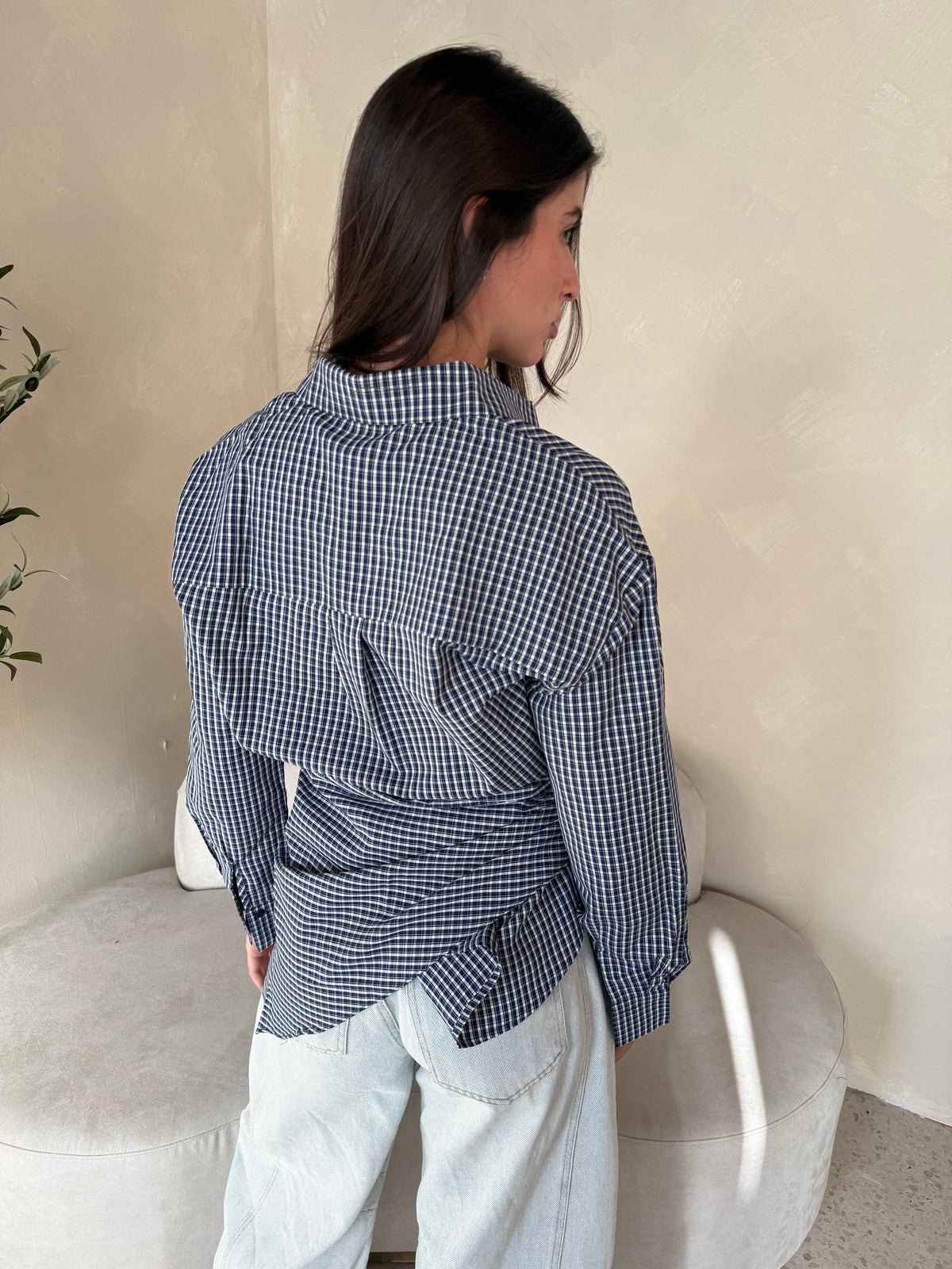Gingham Scarf & Button Down Shirt