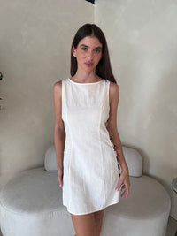 Cream Beaded Mini Dress