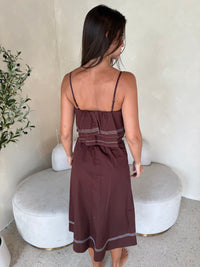 Chocolate Ruffle Top & Midi Skirt Set