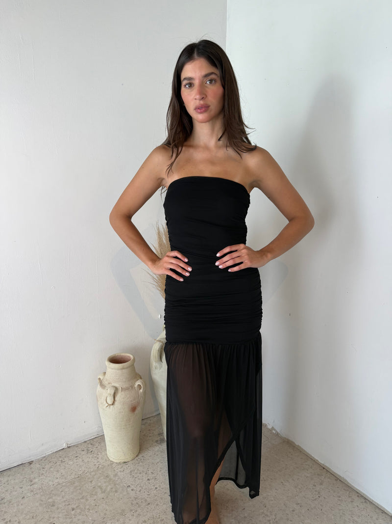 Black Mesh Tube Dress