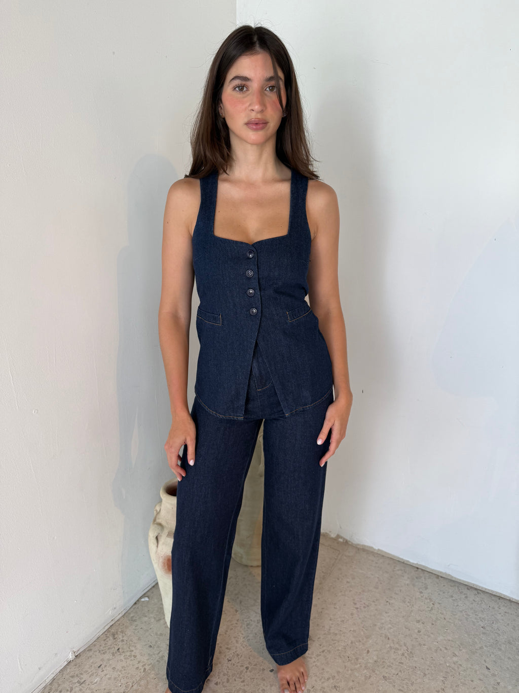 Ellen Denim Vest Top & Pant Set