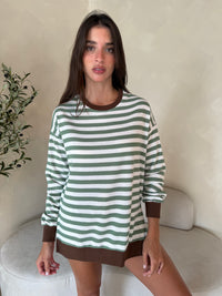 Mint White Stripe Lounge Set