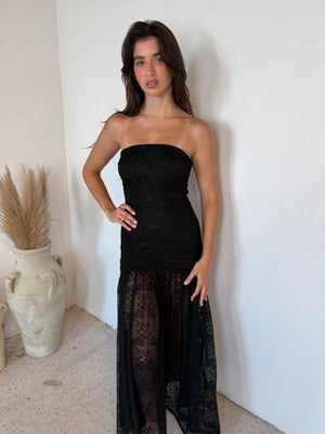 Black Lace Tube Dress