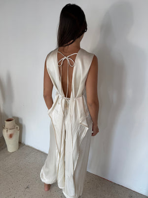 Ivory Satin Balloon Pants