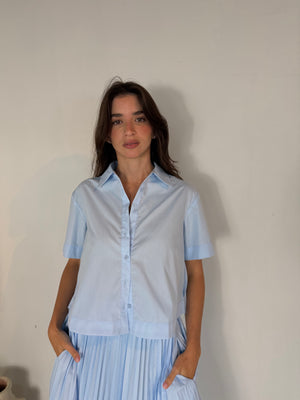 Baby Blue Pleated Set