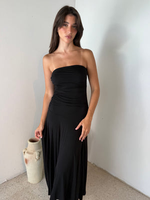 Strapless Ruched Maxi Dress
