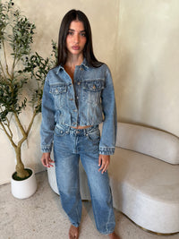 LS Denim Button Down Jacket & Jean Set
