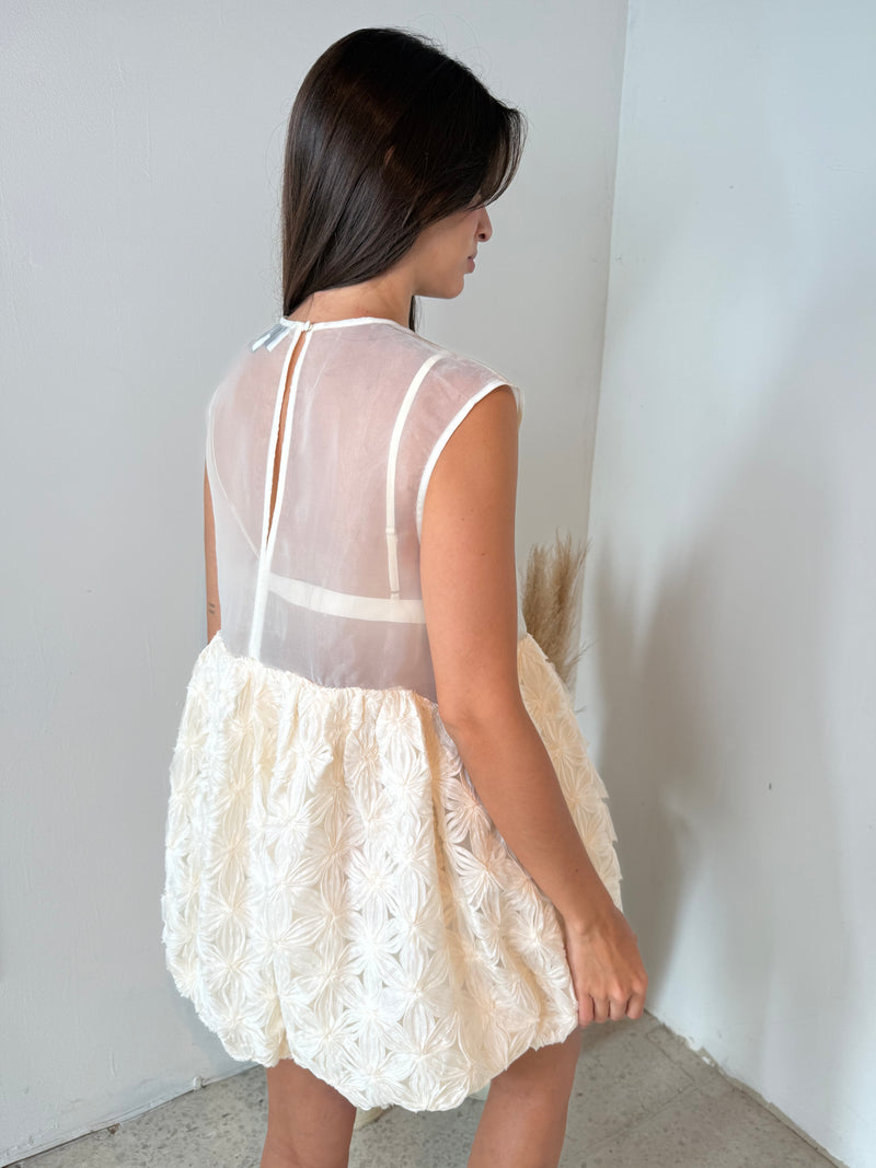 Textured Floral Mini Dress & Bralette Set