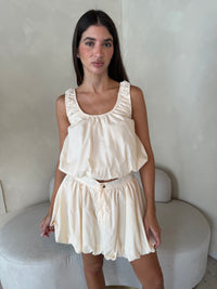 Cream Ruched Set