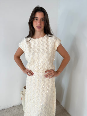 Cream Sequin Set