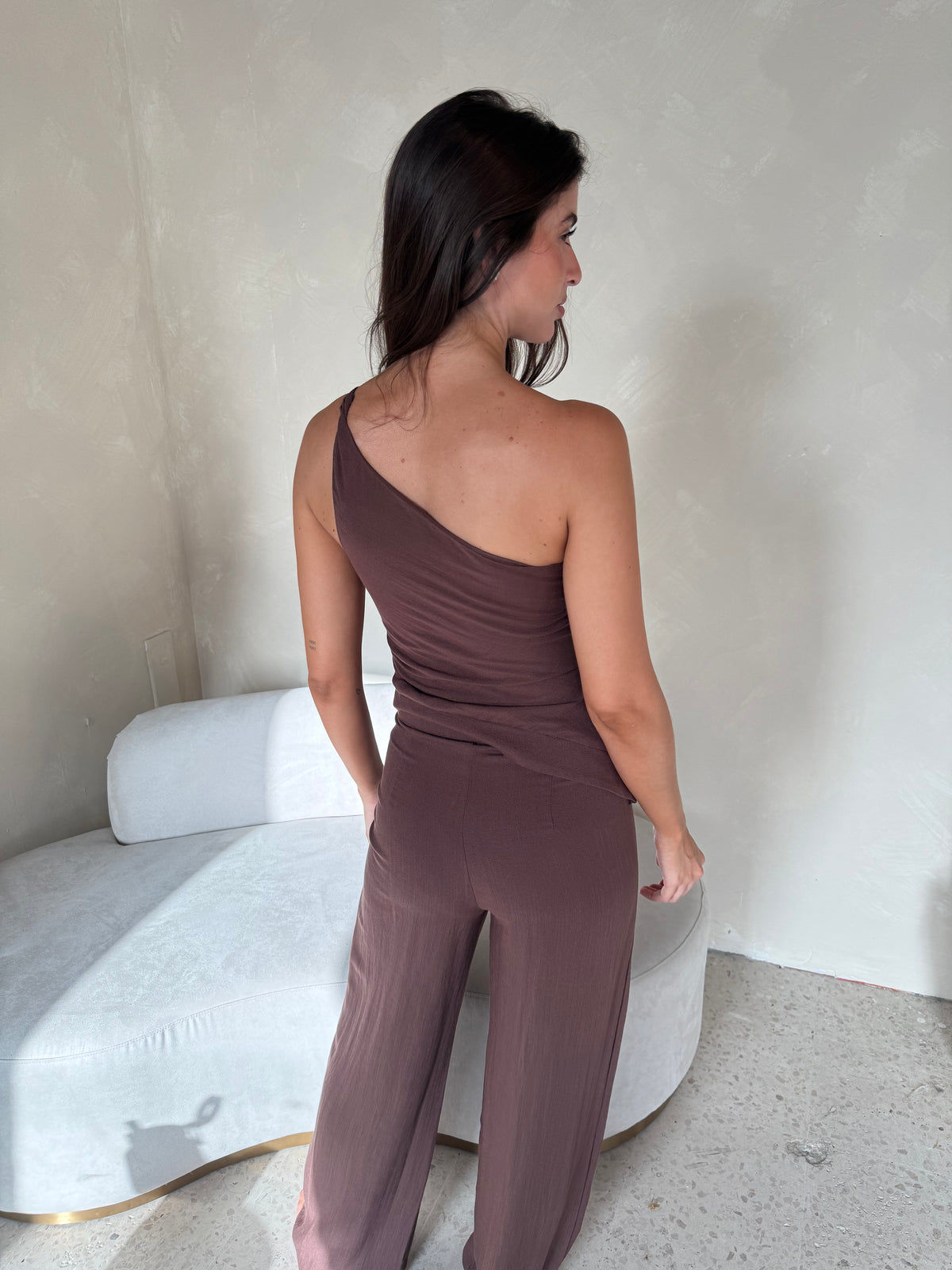 Choco Linen Beaded Set