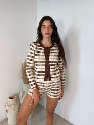 Fuzzy Stripe LS Top & Pant Set