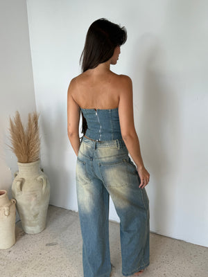 Denim Tube Top & Pant Set