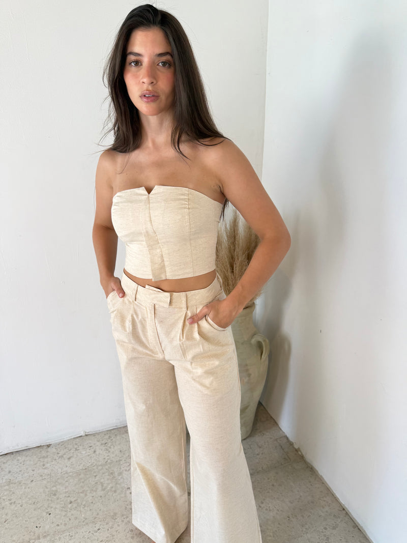 Linen Tube Top & Trouser Set