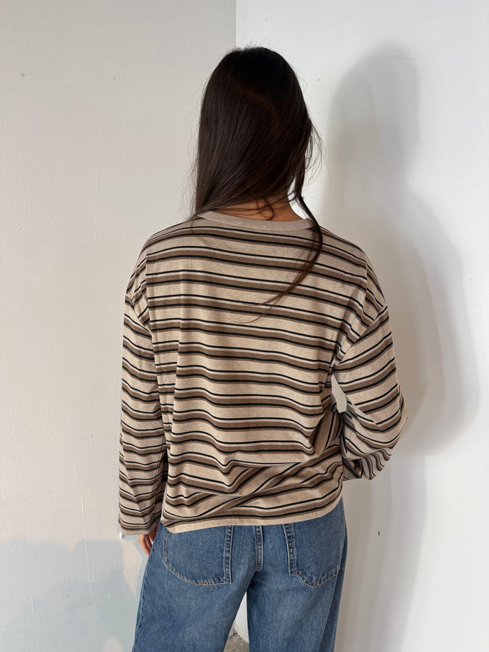 Mocha Black Stripe Top