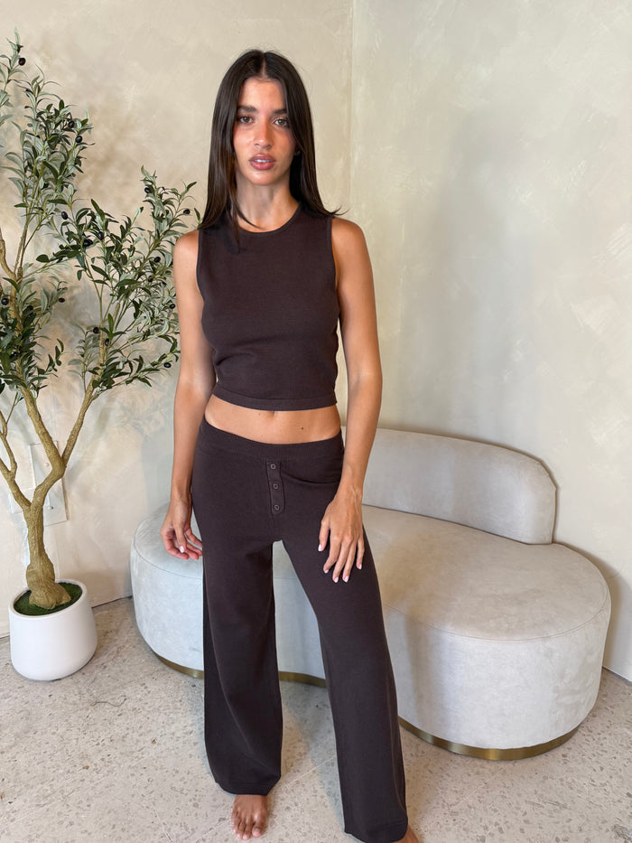 Brown Sweater Top & Pant Set