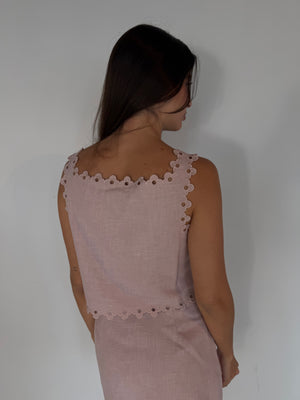 Mauve Embroidered Top & Skirt Set