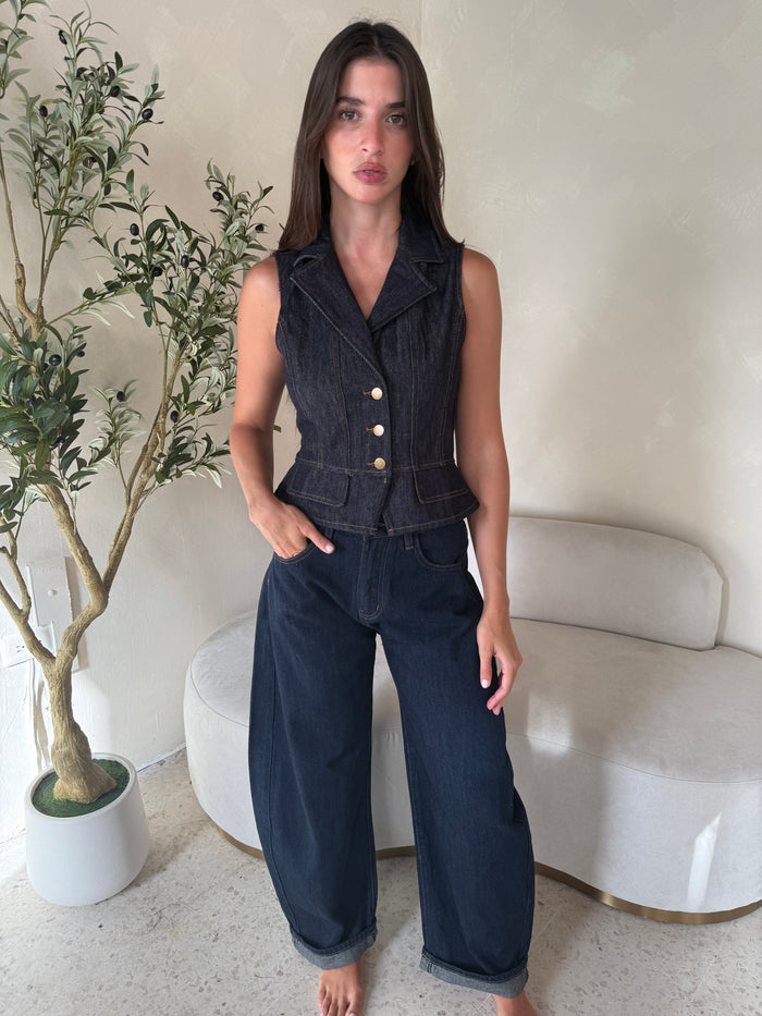 Dark Denim Stitch Jeans