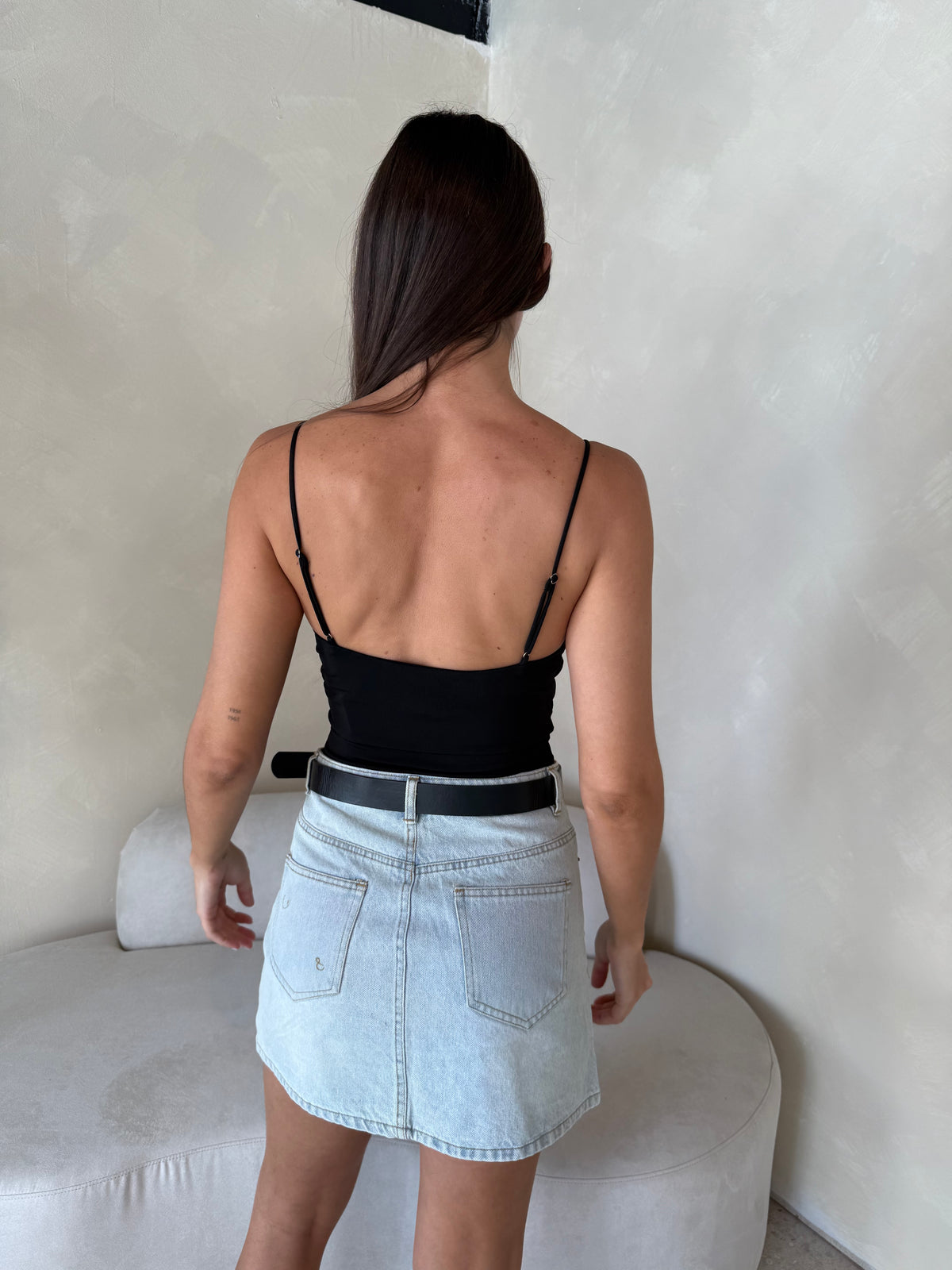 Denim Skirt with Belt