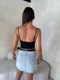 Denim Skirt with Belt