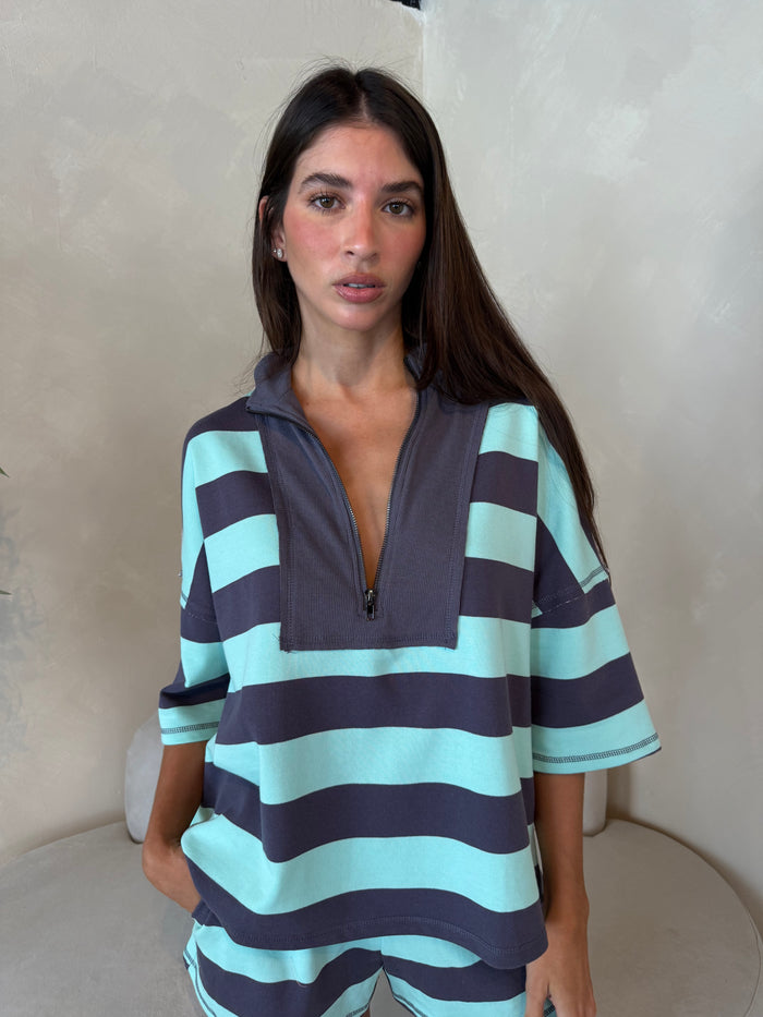 Mint Stripe SS Top & Short Set