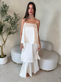 Ruffle Satin Midi Dress