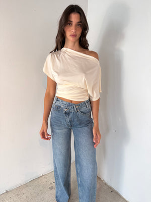 Dark Denim Wash Crossed Button